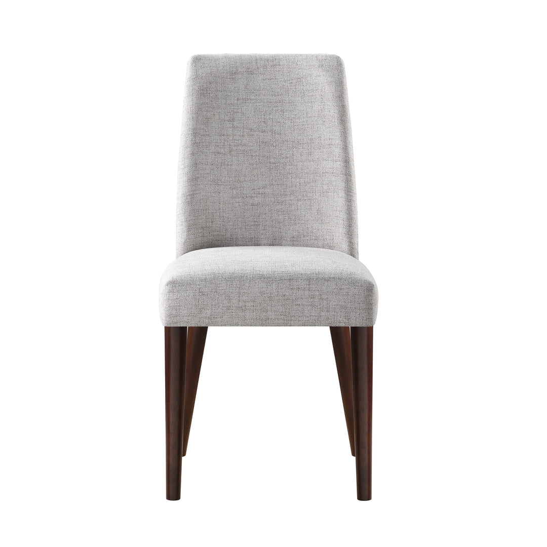 23" Gray And Espresso Solid Wood And Upholstered Fabric Parsons Chair