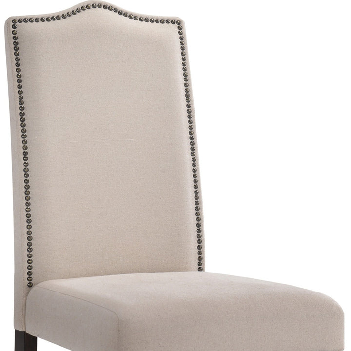 Cream And Espresso Upholstered Linen Dining Parsons Chair