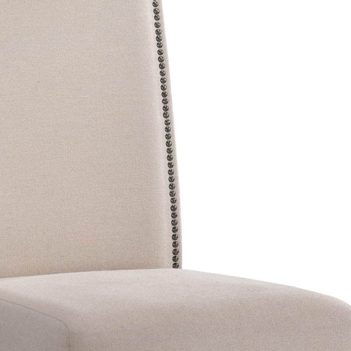 Cream And Espresso Upholstered Linen Dining Parsons Chair