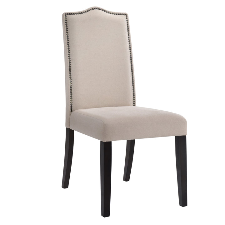 Cream And Espresso Upholstered Linen Dining Parsons Chair