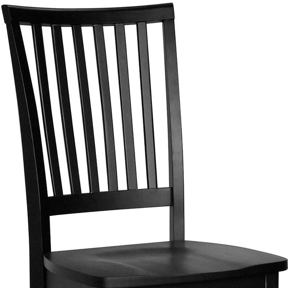 Black Wood Slat Back Dining Side Chair