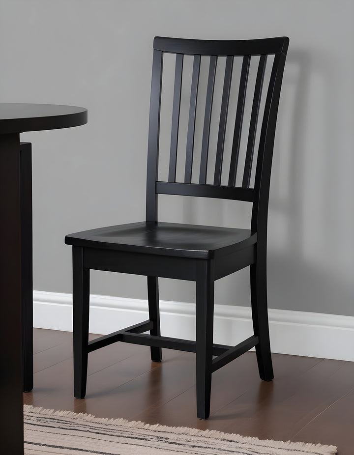 Black Wood Slat Back Dining Side Chair