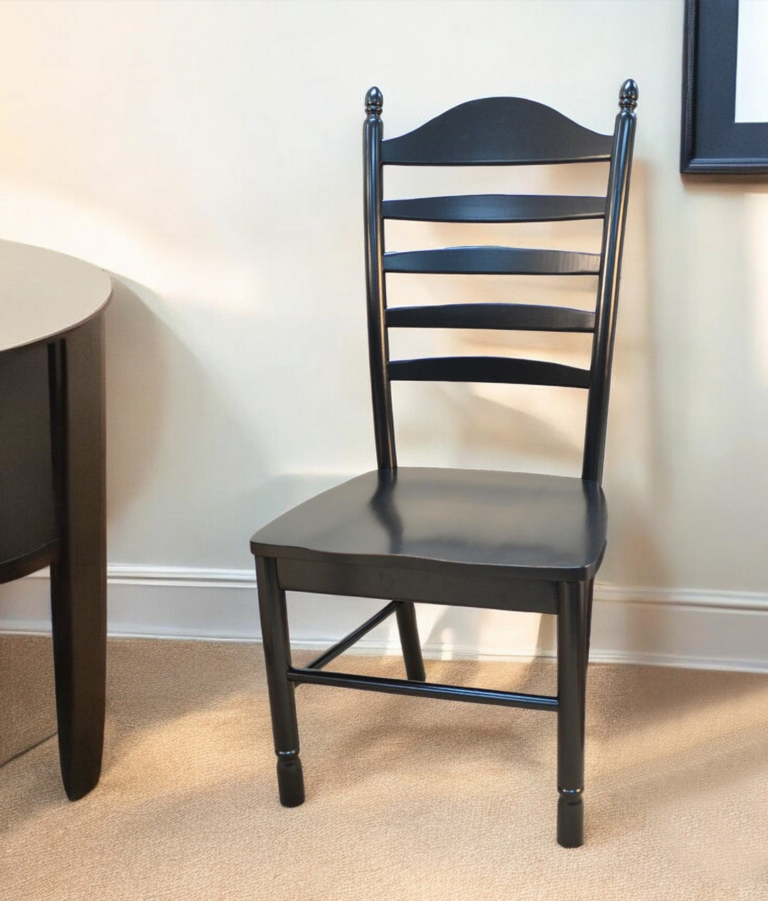 Black Wood Ladder Back Dining Side Chair