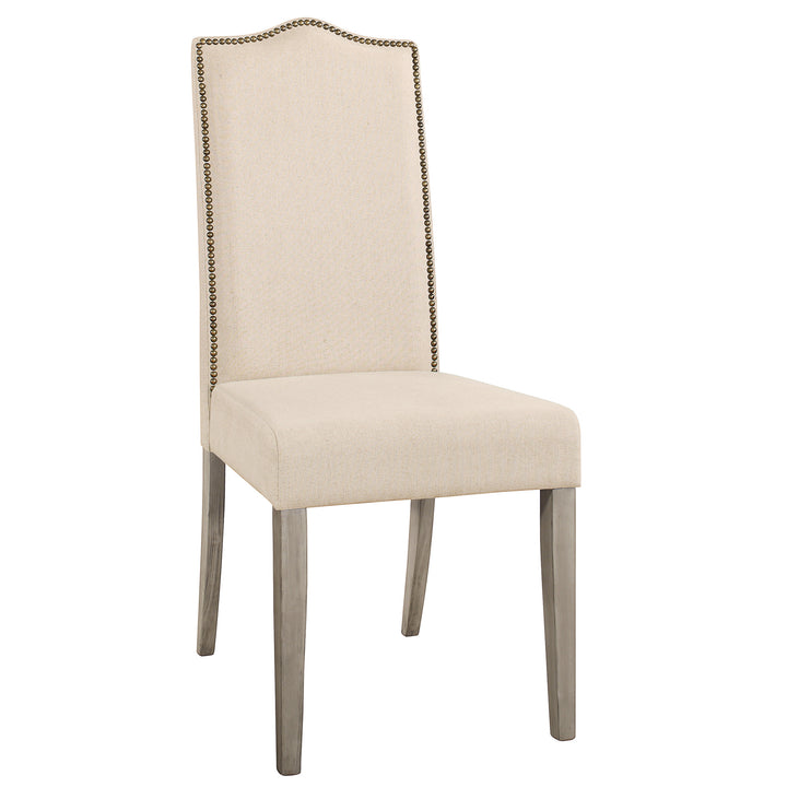 Cream And Gray Upholstered Linen Dining Parsons Chair