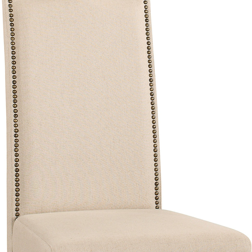 Cream And Chestnut Upholstered Linen Dining Parsons Chair