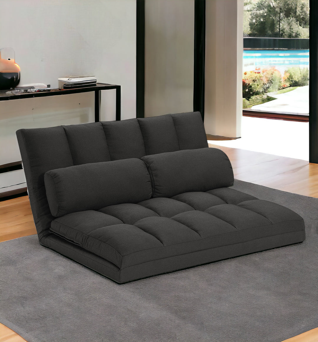 45" Gray Futon Convertible Sleeper Loveseat