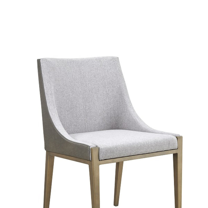 Gray And Brass Upholstered Fabric Dining Side Chair