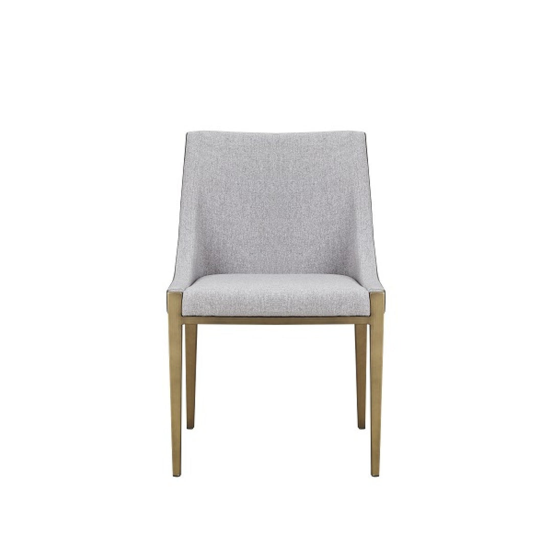 Gray And Brass Upholstered Fabric Dining Side Chair