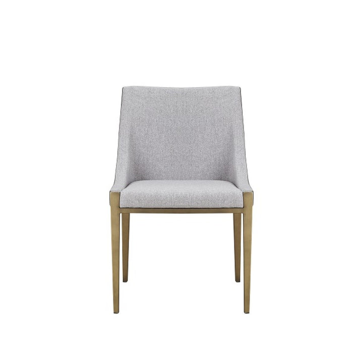 Gray And Brass Upholstered Fabric Dining Side Chair