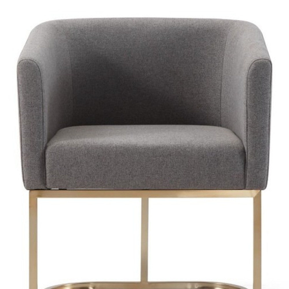 Dark Gray And Antiqued Brass Upholstered Fabric Dining Arm Chair