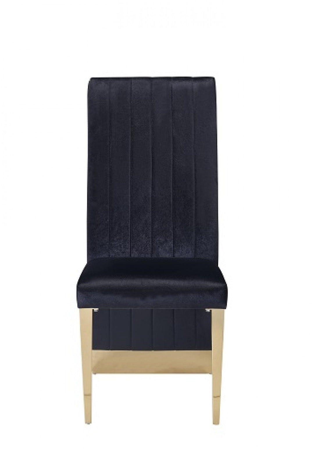 Set of Two Tufted Black And Gold Upholstered Velvet Dining Side Chairs