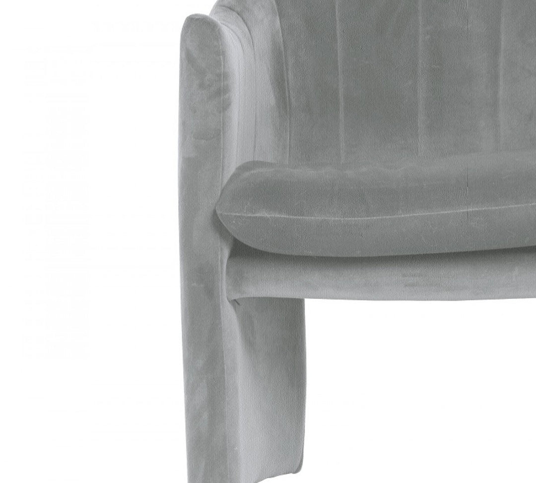 Gray Upholstered Velvet Dining Arm Chair