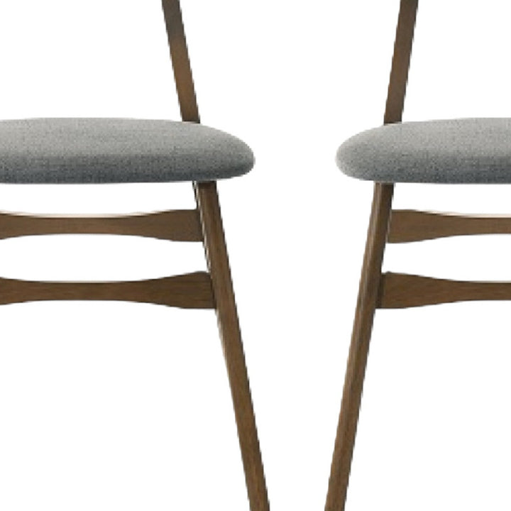 Set of Two Gray And Brown Upholstered Fabric Open Back Dining Side Chairs