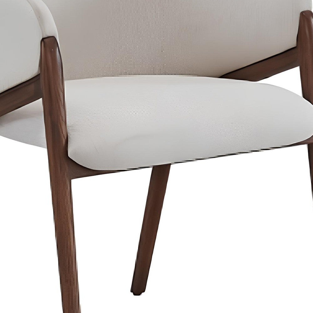 Cream And Brown Upholstered Fabric Wing Back Dining Arm Chair