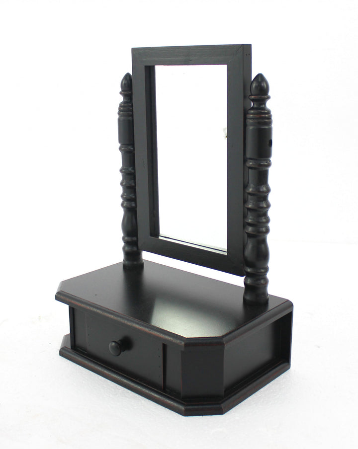 8.5 X 14 X 20 Black Traditional Drawer Table Mirror