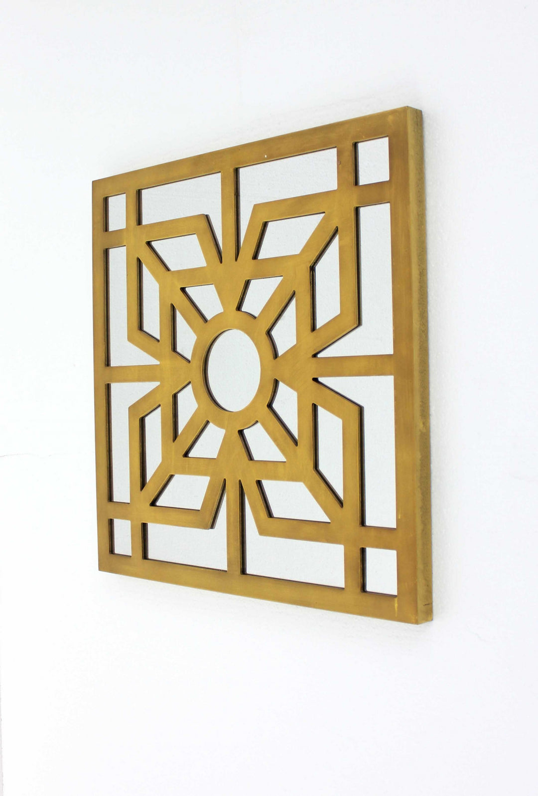 1.25 X 23.25 X 23.25 Bright Gold Mirrored Wooden Wall Decor