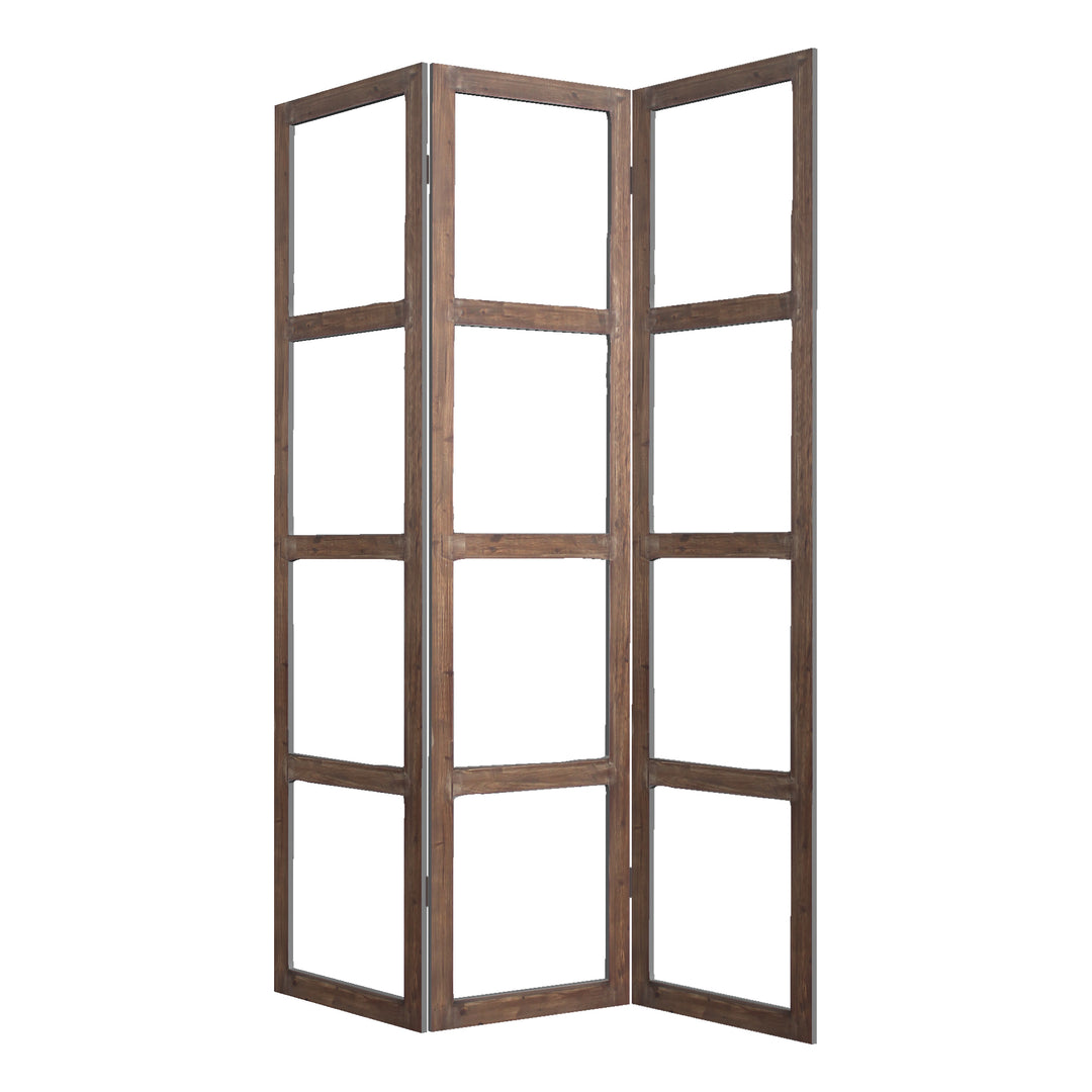 1 X 63 X 84 Brown Wood Glass Screen