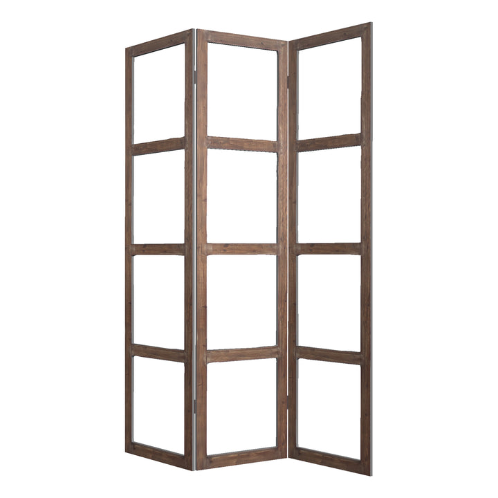 1 X 63 X 84 Brown Wood Glass Screen