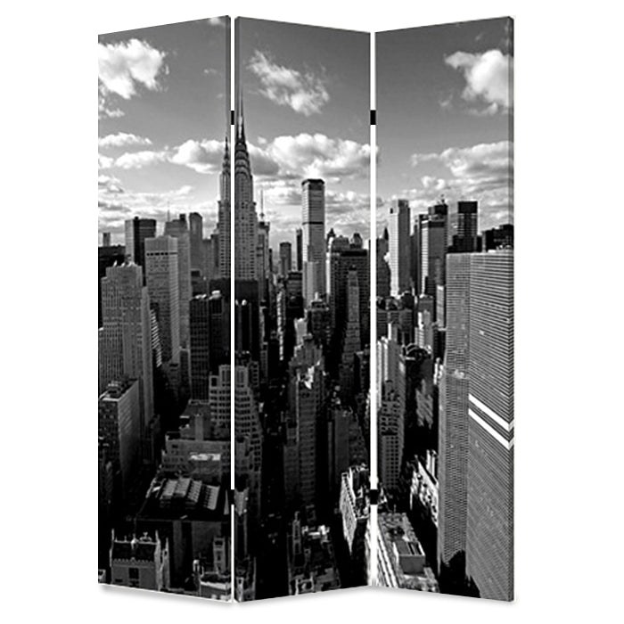 1" X 48" X 72" Multi Color Wood Canvas New York Skyline Screen