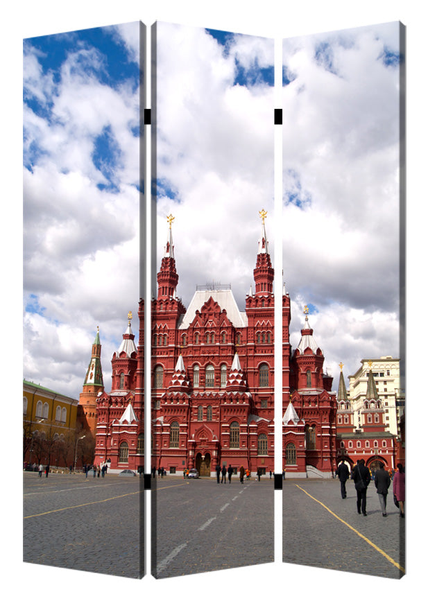 1" X 48" X 72" Multi Color Wood Canvas Russia Screen