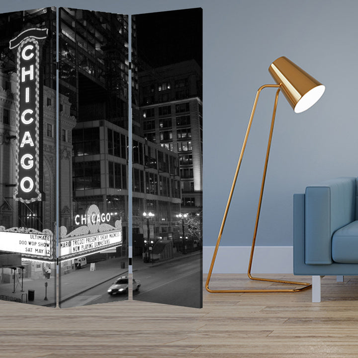 1" X 48" X 72" Multi Color Wood Canvas Chicago Screen