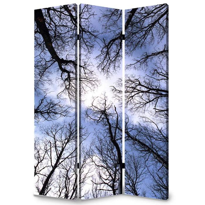 1" X 48" X 72" Multi Color Wood Canvas Forest Screen