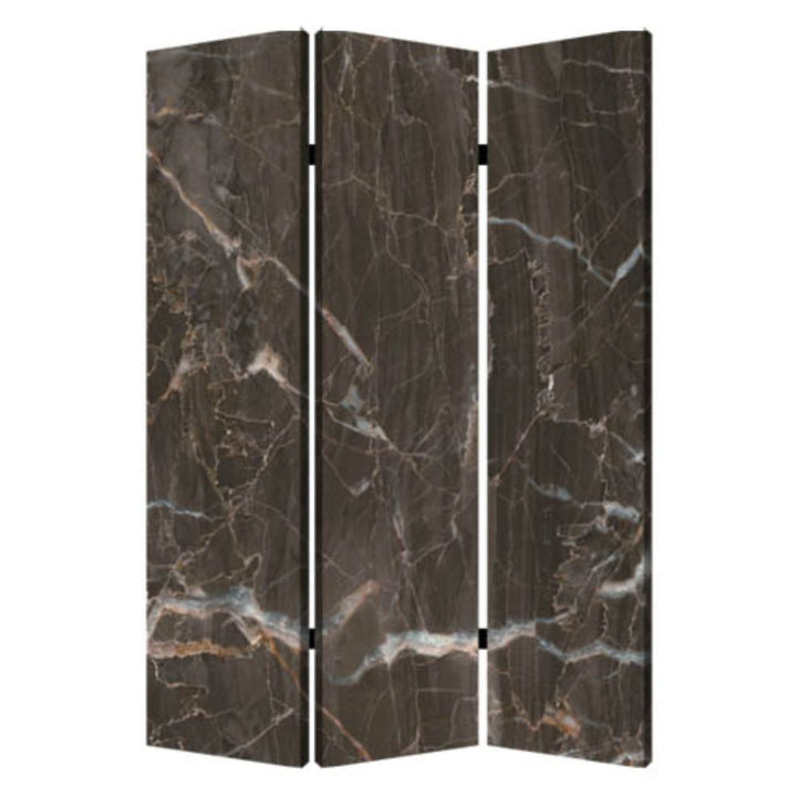 1" X 48" X 72" Multi Color Wood Canvas Black Marble Screen