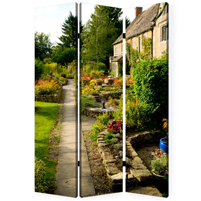 1" X 48" X 72" Multi Color Wood Canvas English Garden Screen