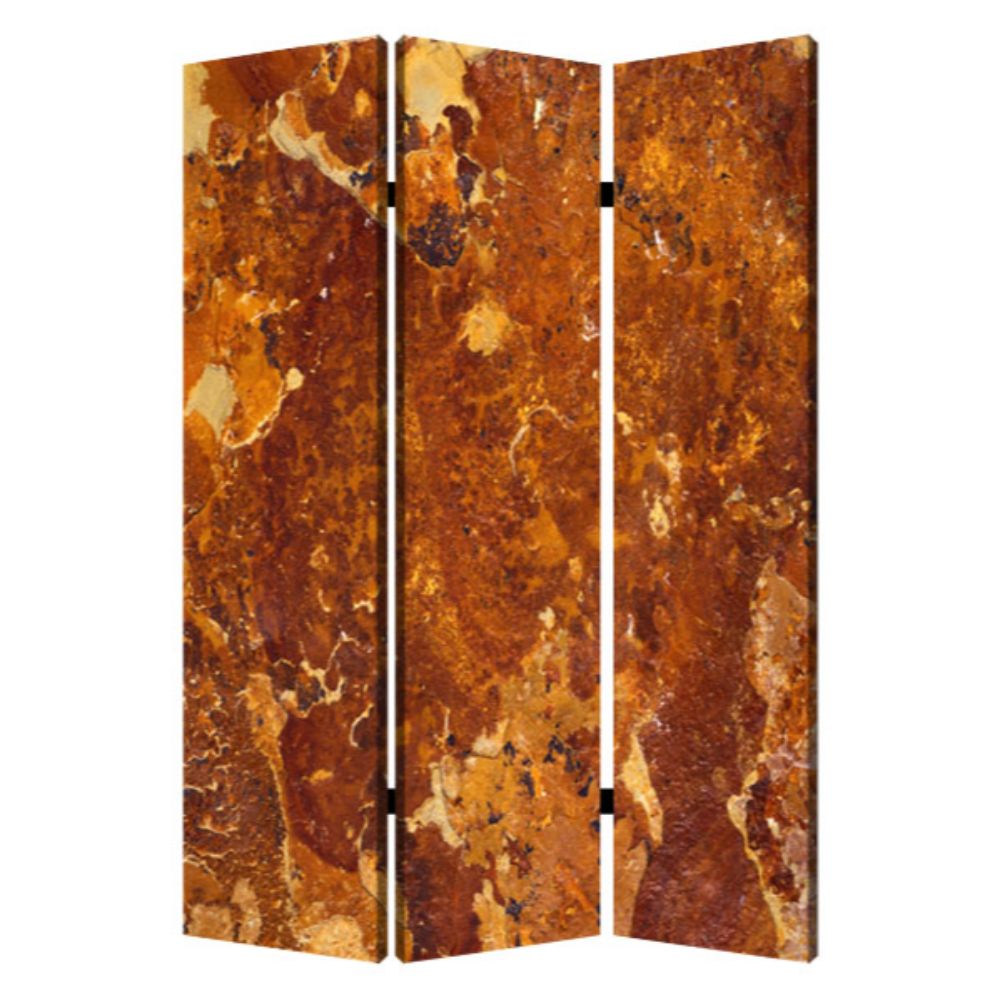 1" X 48" X 72" Multi Color Wood Canvas Brown Marble Screen