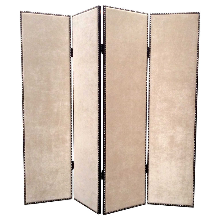 1 X 84 X 84 Beige Wood &amp; Fabric Chateau Screen