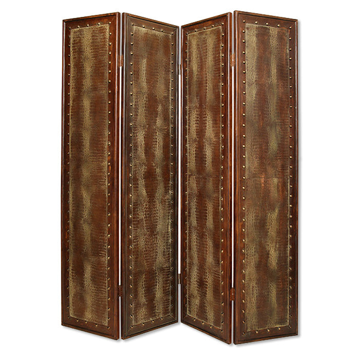 1" X 76" X 84" Brown Faux Leather Reptillian Screen