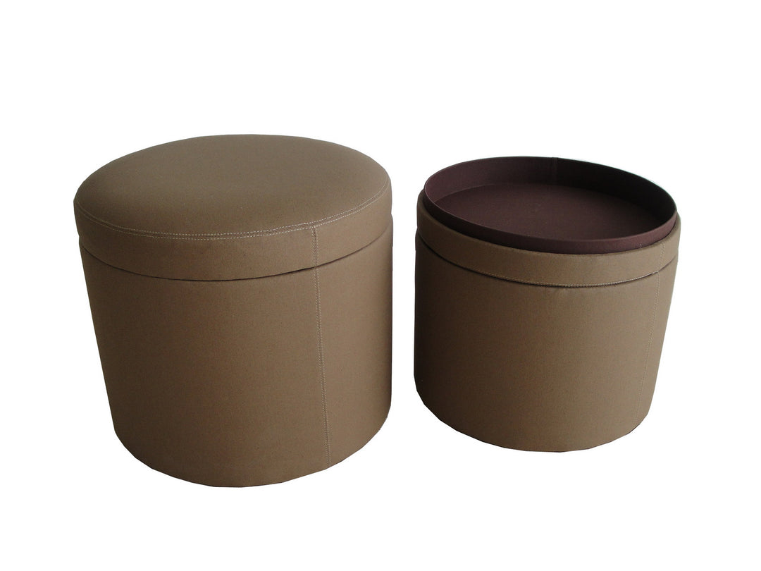 1" Tan Faux Leather Round Storage