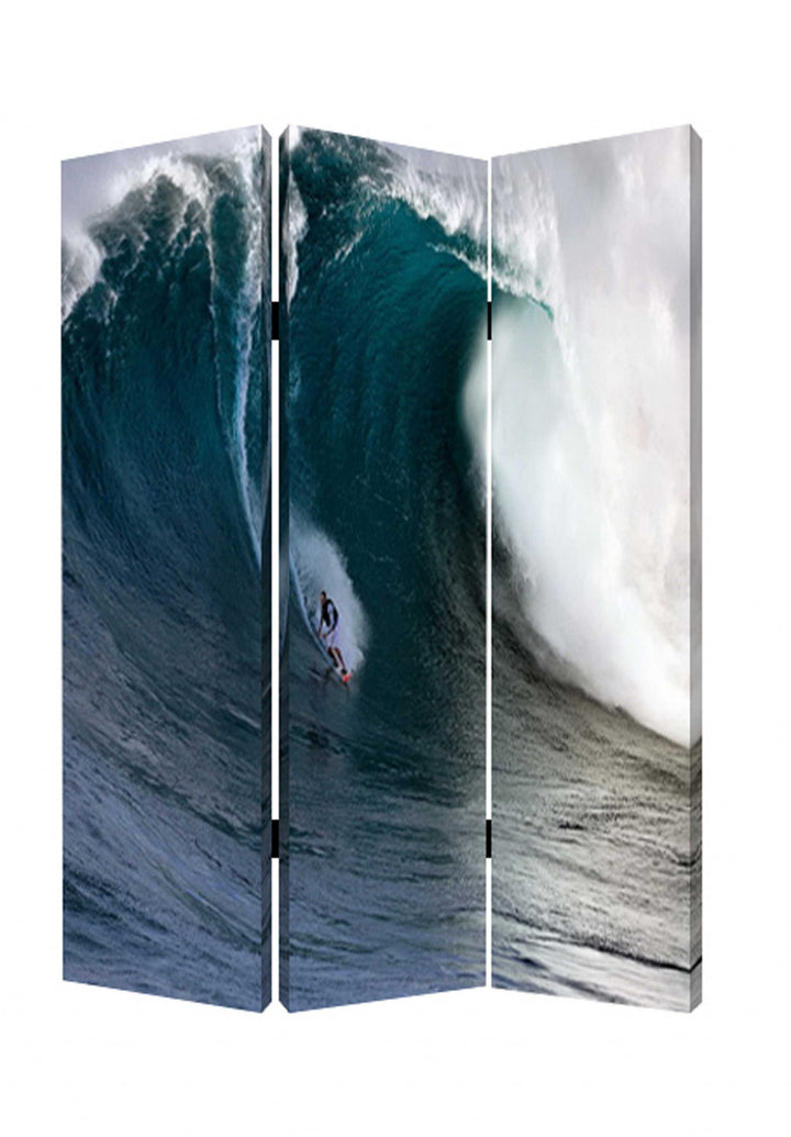 1 X 48 X 72 Multi Color Wood Canvas Wave Screen