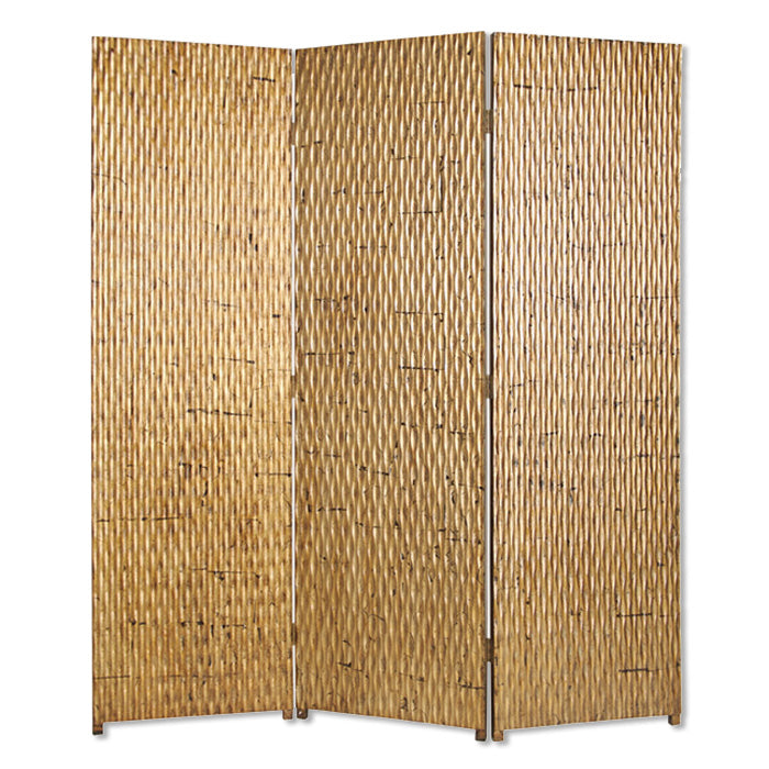 1" X 63" X 72" Gold Wood 3 Panel Screen