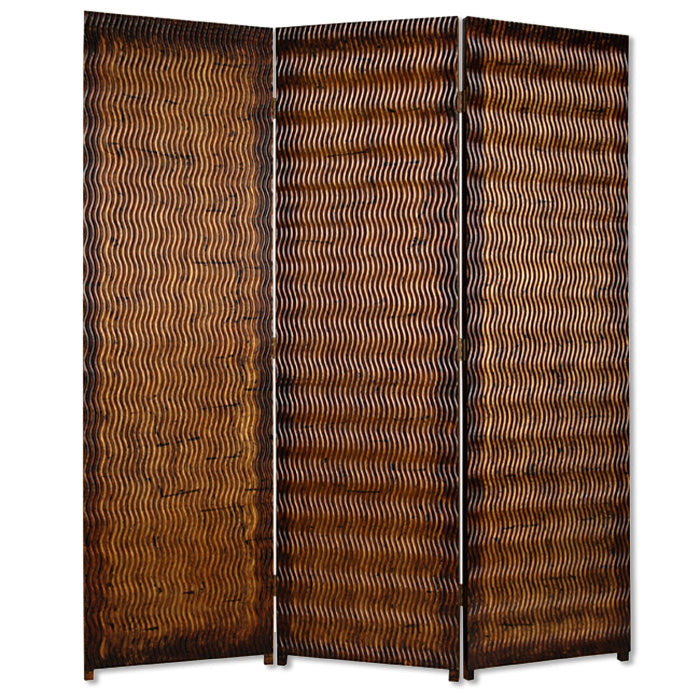 1" X 63" X 72" Brown Wood 3 Panel Screen