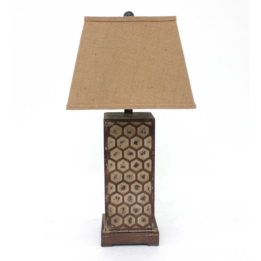 29" Brown Solid Wood Bedside Table Lamp With Brown Shade