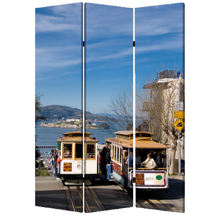 1" X 48" X 72" Multi Color Wood Canvas San Francisco Screen