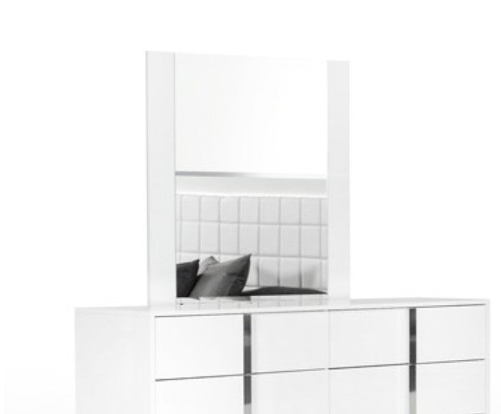 41" White Mdf Glass And Veneer Mirror