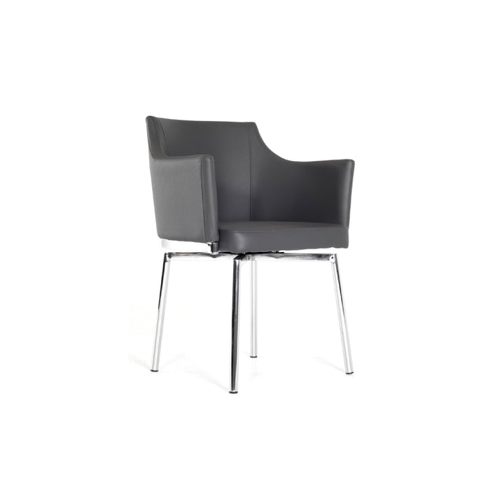 32" Grey Leatherette And Steel Dining Chair