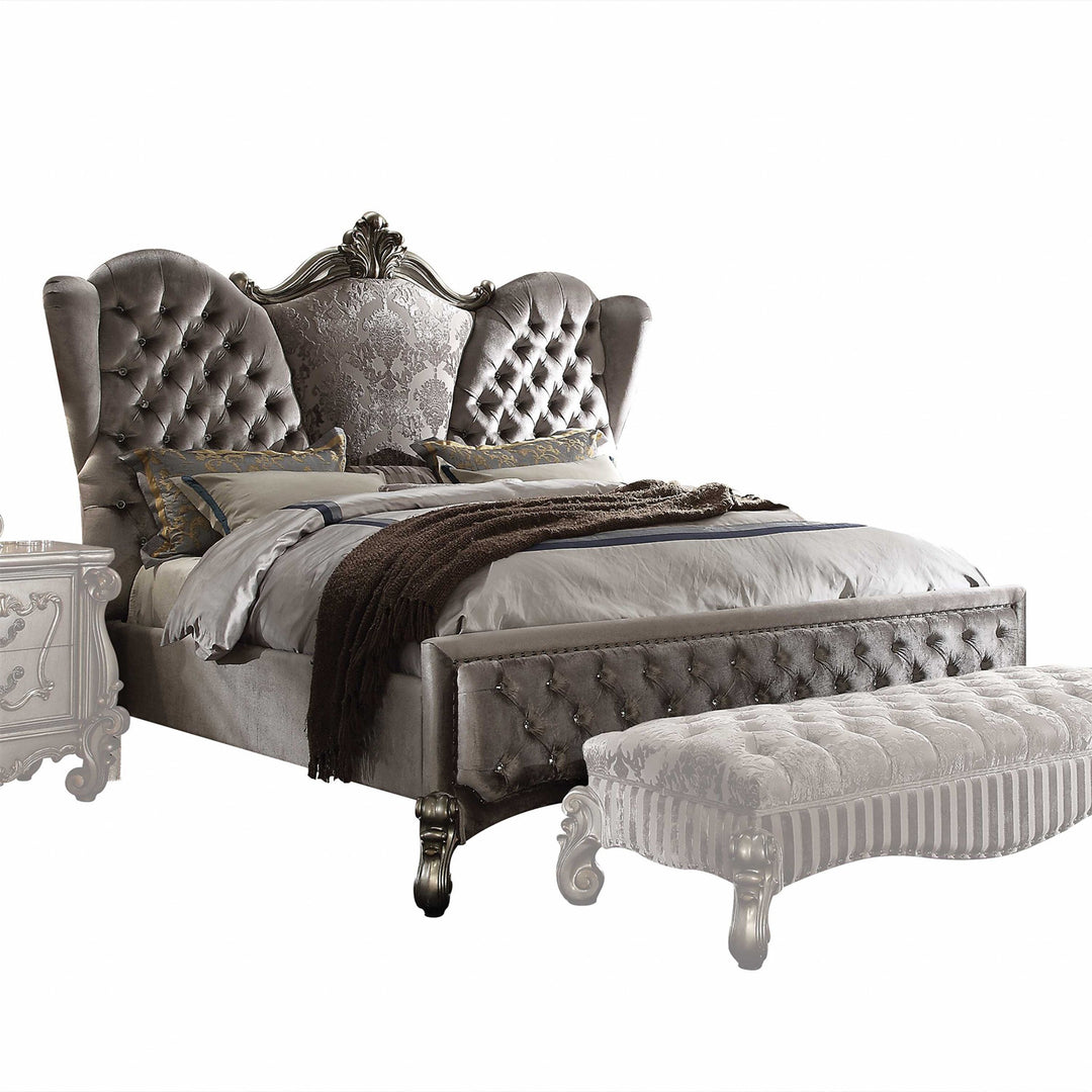 81" X 103" X 66" Gray Velvet King Bed