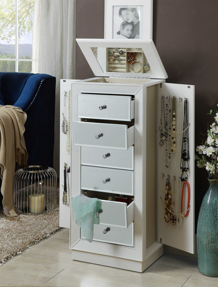 38" White 6 Mirrored Nightstand