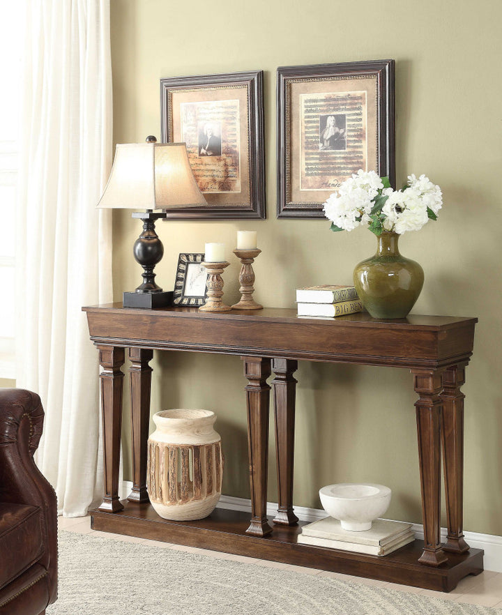 72" X 12" X 35" Oak Wood Console Table