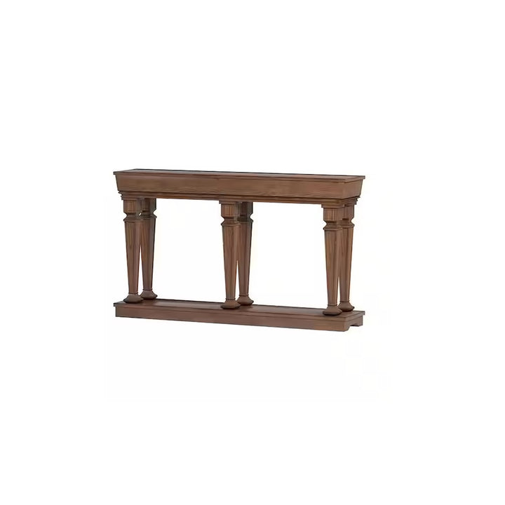 60" Wood Brown Floor Shelf Console Table With Storage