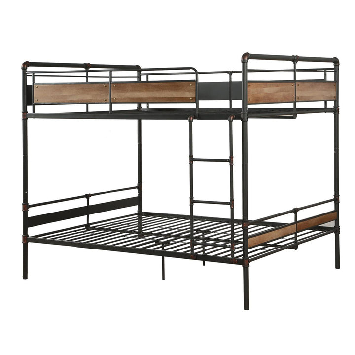 83" X 65" X 68" Sandy Black Dark Bronze Handbrushed Queen Over Queen Bunk Bed