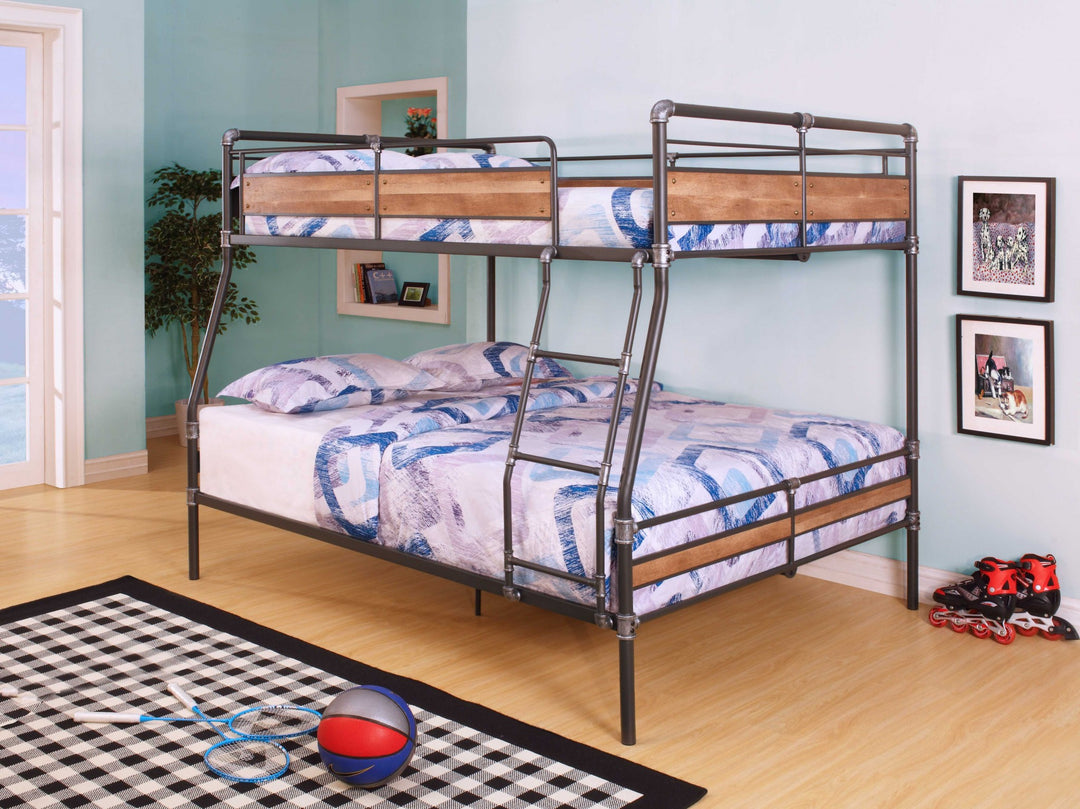 83" X 65" X 68" Sandy Black Dark Bronze Handbrushed Full Xl Over Queen Bunk Bed