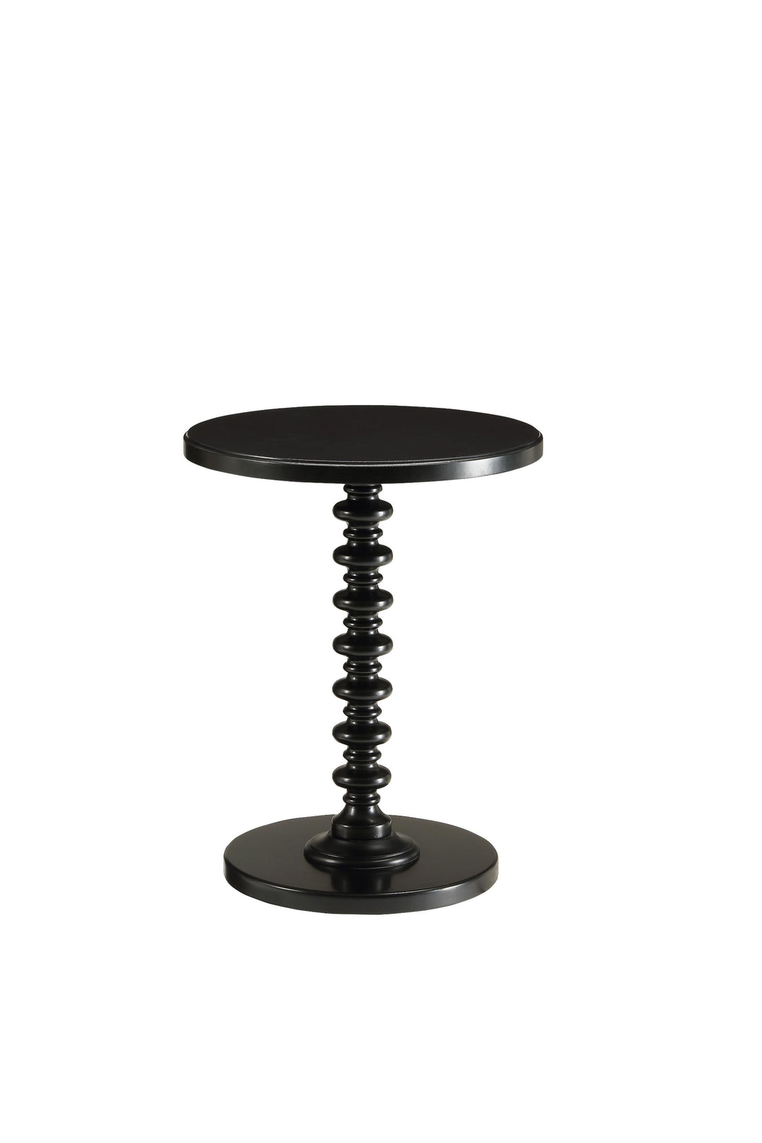 22" Black Solid Wood Round End Table