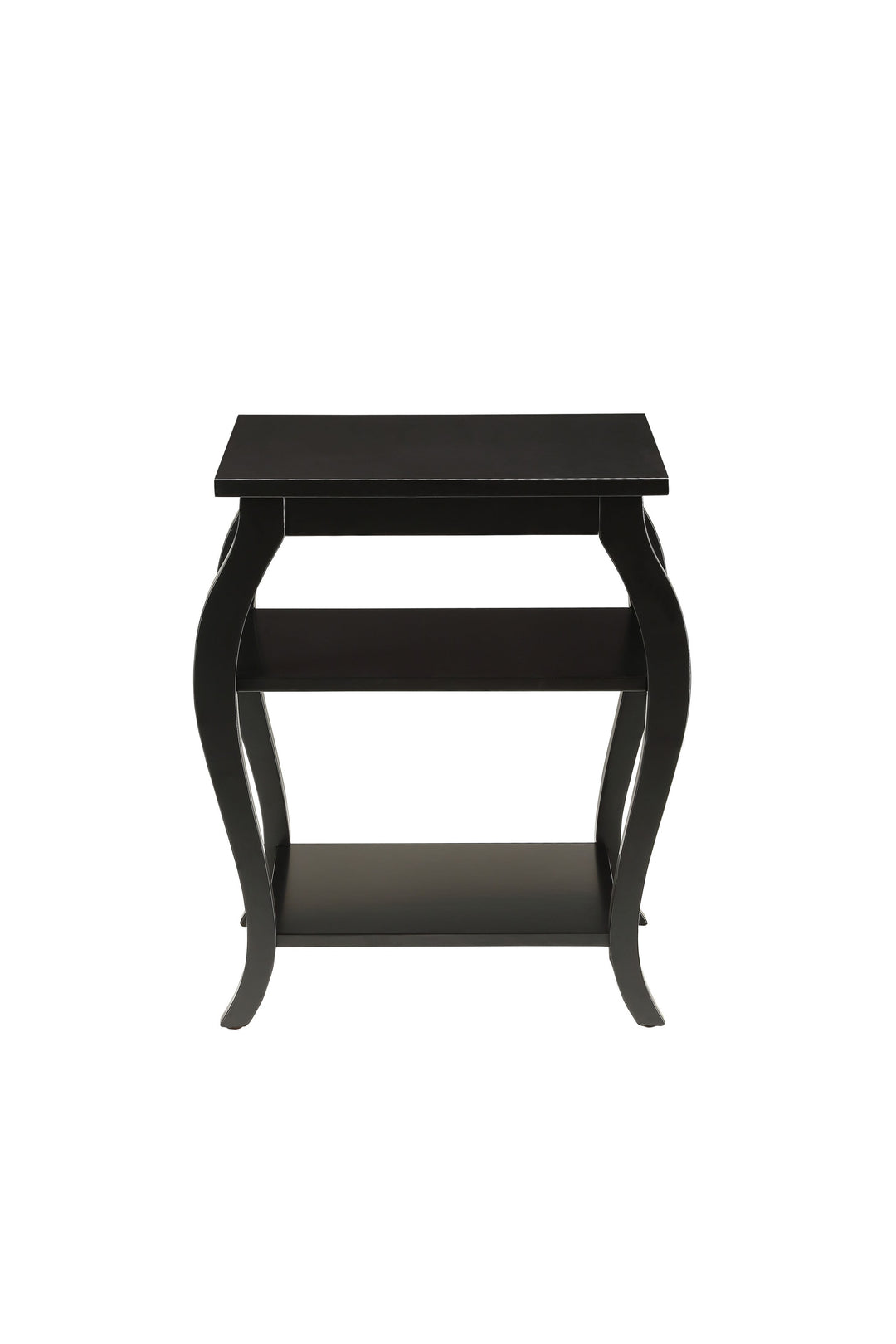 Black Finish Bow Leg Square End Table