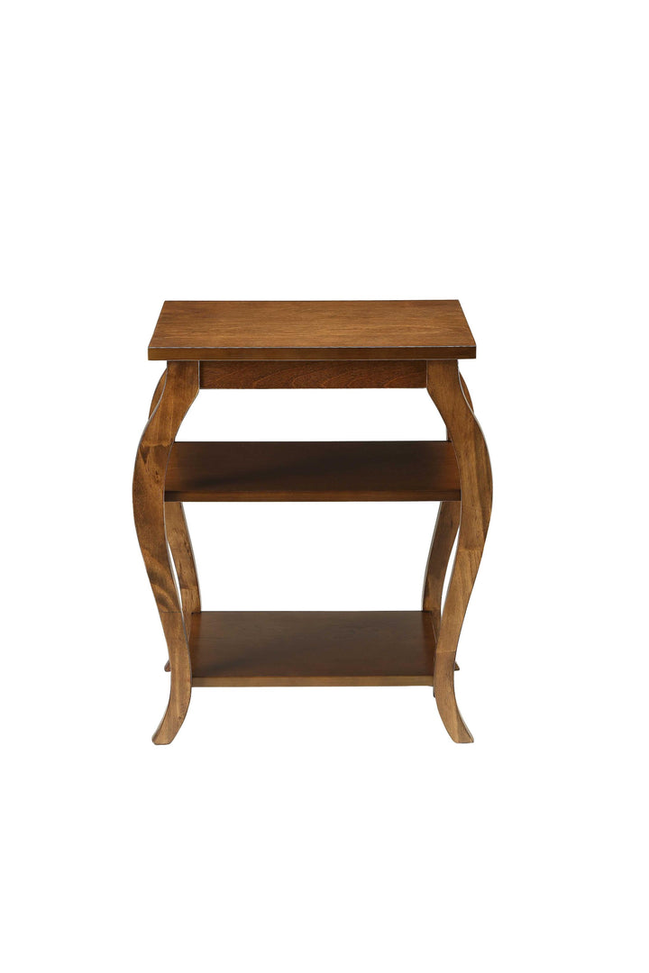 Walnut Finish Bow Leg Square End Table