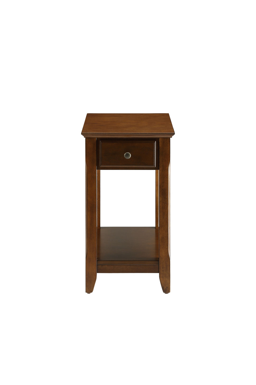 13" Brown Solid Wood Mirrored End Table