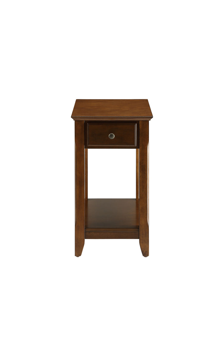 13" Brown Solid Wood Mirrored End Table